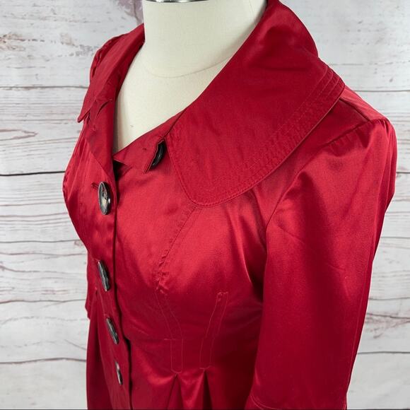 BCX mid length red jacket 3/4 flare sleeves pockets - Picture 3 of 13